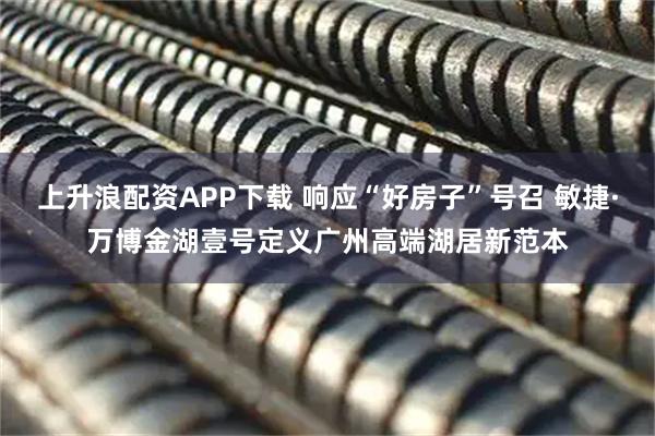 上升浪配资APP下载 响应“好房子”号召 敏捷·万博金湖壹号定义广州高端湖居新范本