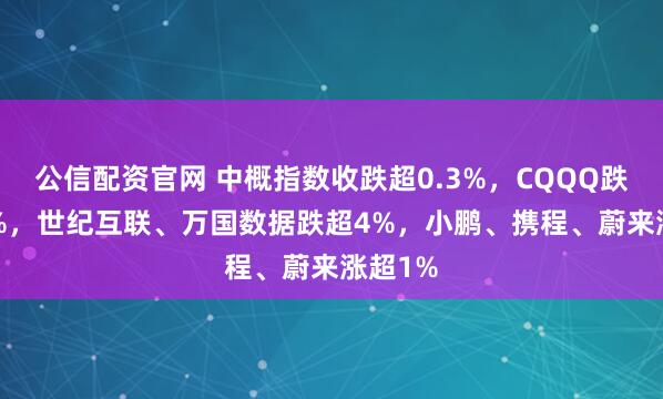公信配资官网 中概指数收跌超0.3%，CQQQ跌约1.6%，世纪互联、万国数据跌超4%，小鹏、携程、蔚来涨超1%